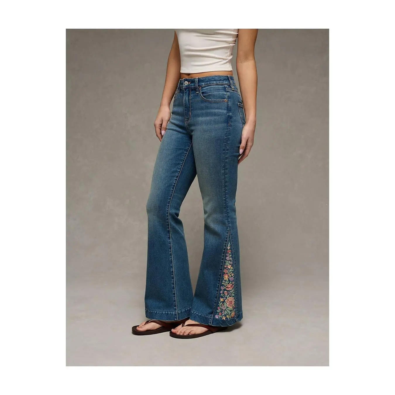 AE Super High-Waisted Embroidered Flare Jean