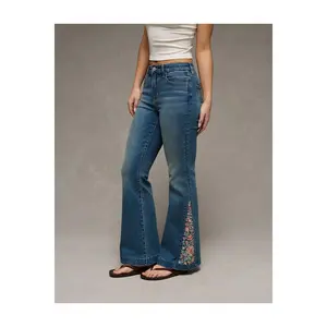 AE Next Level Super High-Waisted Embroidered Flare Jean