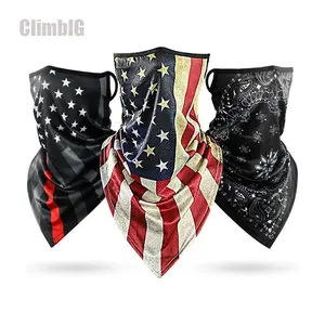 3Pcs Unisex American Flag Paisley Print Neck Gaiter Face Mask with Ear Loops | PatriotTok BikerTok RaveTok OutdoorTok SunSafeTok UPF 50+ UV Protection Balaclava Headband Head Wrap for Men Women