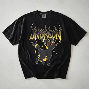 Comfort Colors Heavy Metal Umbreon Shirt - Gothic Eeveelution Shirt Vintage Anime Tee Streetwear Edgy Clothing Dark Aesthetic Anime Gift Hoodie Sweatshirt Unisex