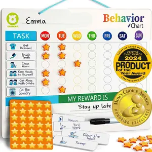 Magnetic Kids' Chore Chart - Dry-Erase Routine & Responsibility Board with 48 Magnets, 49 Stars, Sticker List for Home Behavior Rewards