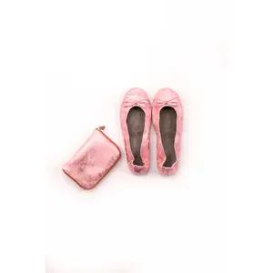 Foldable Ballet Flats Wedding Favor - Metallic Pink