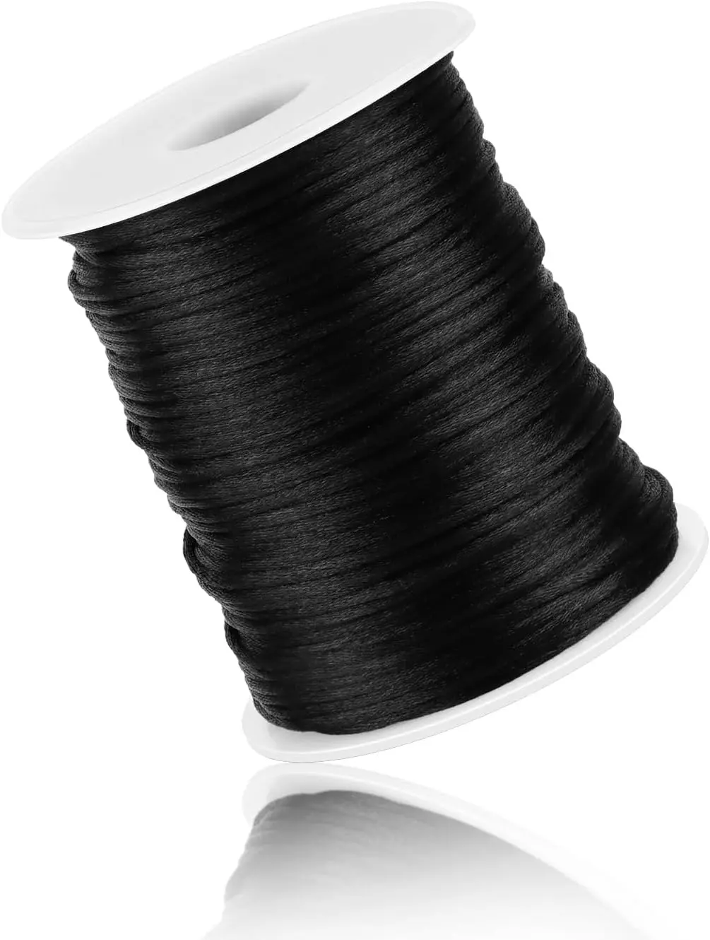 Black Nylon String Cord 110 Yards Braided Ornament Lanyard Thread Bracelet String Satin Cord for Bracelet Making, Jewelry Thread Clay Bead Cords (2mm Black)