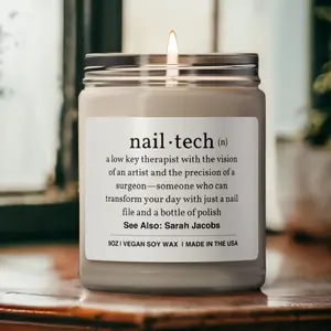 Personalized Nail Tech Gifts, Funny Nail Tech Candle, Nail Artist Gift, Nail Tech Decor, Manicurist Gift, Nail Tech Graduation.