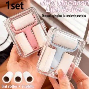 Portable Pet Hair Remover Roller Set, 1 Handle + 3 Replacement Rolls, Strong Adhesive, Reusable, No Power Needed, Ideal for Pets/clothes/rugs/car Seats