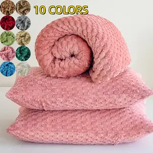 Bed Sheet Set 3 Piece, Soft Flannel Jacquard Pattern, Thick Velvet Feel, Anti-Slip High Sides, Includes 1 Fitted Sheet & 2 Pillowcases, Bedding Supplies