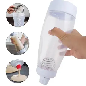 New upgrade Pancake Batter Dispenser and Mixer with BlenderBall for Pancakes Waffles Muffins & Cupcakes Easy Pour Spout Reusable Plastic Silicone Kitchen Bakeware,Thanksgiving cooking utensils