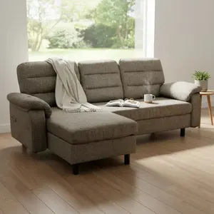 3-Seat Modular Sectional Sleeper Sofa with Chaise, Deep Tufted Couch with Ottoman, Comfy Upholstered Couch for Living Room, Apartment, Office - Durable & Easy to Match Neutral Tone