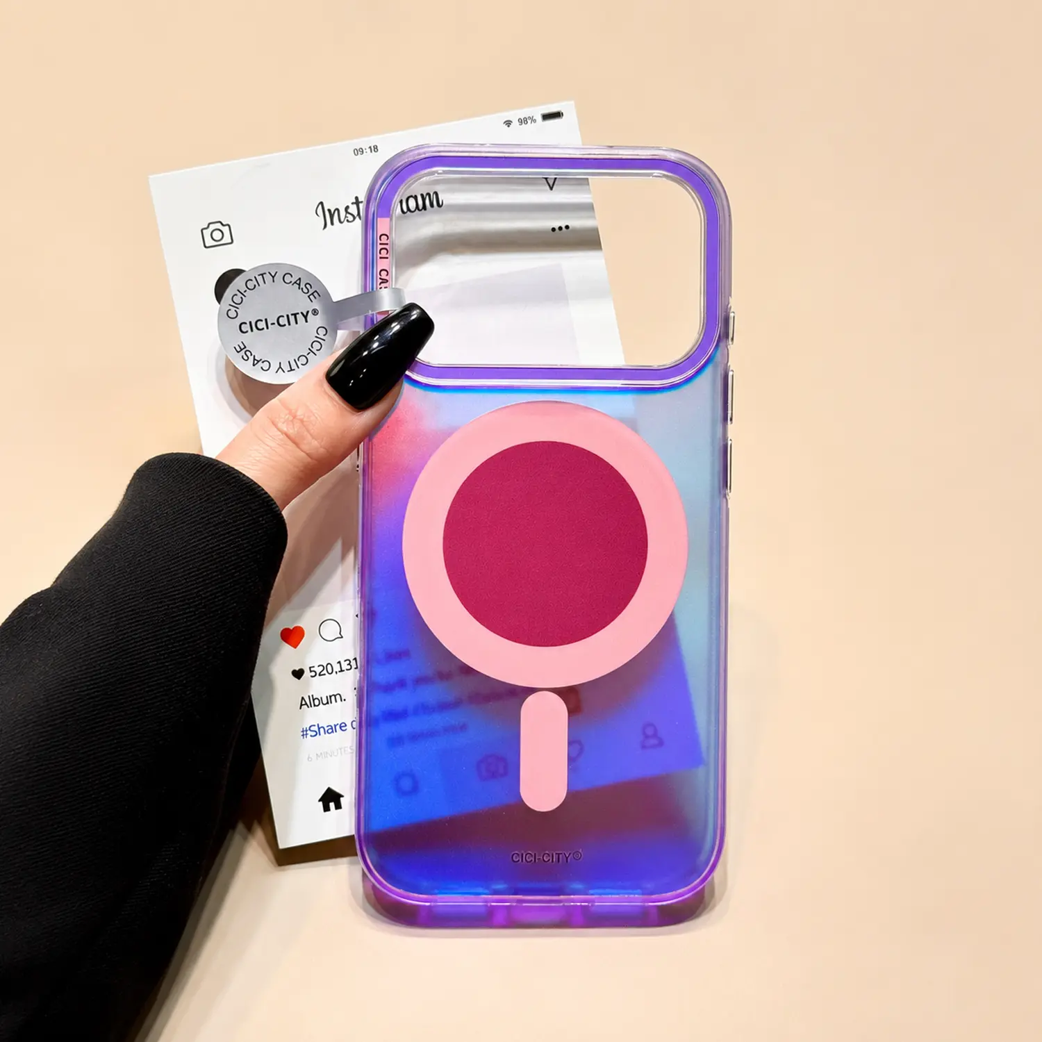 Iridescent Magnetic Case for iPhone 17 Pro Max 16 15 14 13 Case Compatible with Magsafe - Aesthetic Laser Case for Women Girls