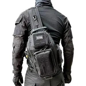 Letter Patched Buckle Design Zipper Multi-pocket Sling Backpack, Durable Casual Outdoor Sports Gym Bag, Military Tactical Bag, Tactical Bag, Multifunctional Sling Backpack for Men & Women, Fall Bag, Tactical Crossbody Bag