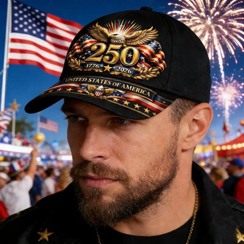 250th Anniversary Design Baseball Cap, Eagle and Stars and Stripes Print, Patriotic, Ethnic Pattern, Unisex, All Seasons, Ideal Gift, Independence Day Celebration