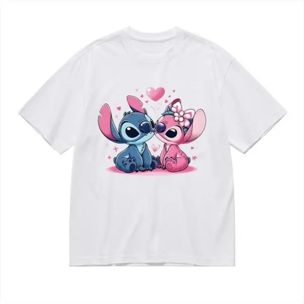 Authentic Disney Licensed Lilo & Stitch T-Shirt, Experiment626 Graphic Print Tee, Soft Cotton Blend, Crew Neck, ShortSleeve, Casual Daily/Theme Park Wear, Unisex S-5XL, KawaiiBlue Alien Shirt for Stitch Fans