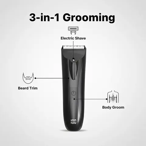 Yunmei Men's Body Grooming Trimmer Set - Lightweight Digital Hair Clipper with Digital Settings, 3-Way Back & Leg Groomer, Washable Blade, Polyester Fiber Components, Easy Cleaning, CE ROHS FCC MSDS Approved Adjustable Durable for Daily Care, Youth, Remov