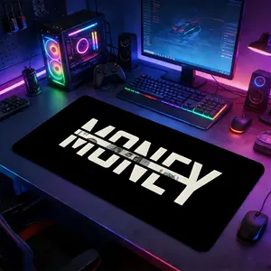 Stylish Money Themed Large Extended Gaming Mouse Pad, Non-Slip Rubber Base Stitched Lock Edge Desk Mat, Modern Typography with Currency Detail Design, Durable Computer Accessory for Home Office & Gaming Setup, Perfect Gift for Hustle Culture Enthusiasts