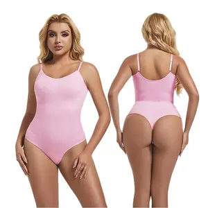 Seamless One-Piece Tummy Tucking Bodysuit Comfort Sleeveless Tops Shapewear for Women Soft V Neck Simple Comfy Sculpting Snatched Waistline