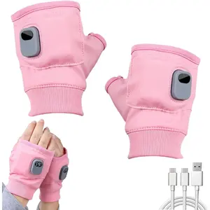 Heating Gloves,Smart Thermostatic Heated Fingerless Gloves,Portable Heating Gloves with Digital Display, Fingerless, Rechargeable, 1800mAh Battery,45-55C T