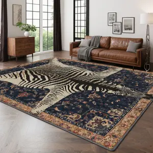 Velvet + soft and comfortable zebra print European pattern printed carpet, home decoration carpet, living room large carpet, sofa cushion, entrance mat, coffee table mat, bedroom carpet, bedside carpet