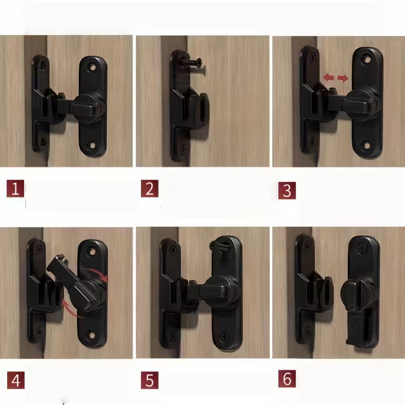 Adjustable Sliding 180 Degree 90 Degree Door Latch Sliding Screen Door Latch Barn Door Lock Hasp Latch Flip Barn Door Lock, 90°/180° Door Latch Lock, Zinc Alloy Gate Latches Home