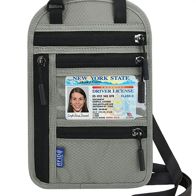 Travel Neck Pouch with RFID Blocking, RFID Anti Theft, RFID Theft Proof, Passport Holder for Phone, Cards, Cash & Documents, Women & Men, Passport Cover
