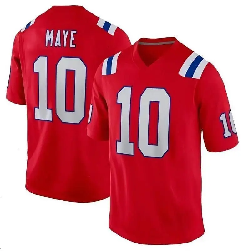 Men's Drake Maye #10 Red Player Game Jersey, 2025 Football Jersey, Sport Clothing, For Men For Women