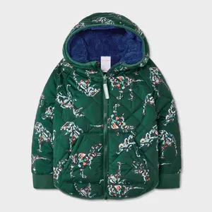 Toddler Boys' Dino Printed Quilted Reversible Puffer Jacket - Cat & Jack