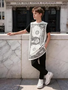 Funny Dollar Bill Print Sleeveless Outerwear, Perfect for Theme Parties, Halloween, Cosplay, Stand Out Easily, Fun and Eye-Catching Design