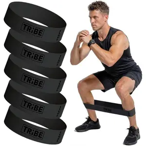 Tribe Lifting Resistance Bands Set, 5 Fabric Exercise Bands for Legs, Glutes and Home Fitness Training