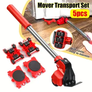 5-Piece Heavy-Duty Furniture Moving Kit: Furniture Lifter, Sliders, and Moving Rollers—An Ergonomic Toolset for Effortlessly Moving Heavy Objects and Large Items (Such as Sofas), Allowing You to Easily Redesign and Rearrange Your Living Space.