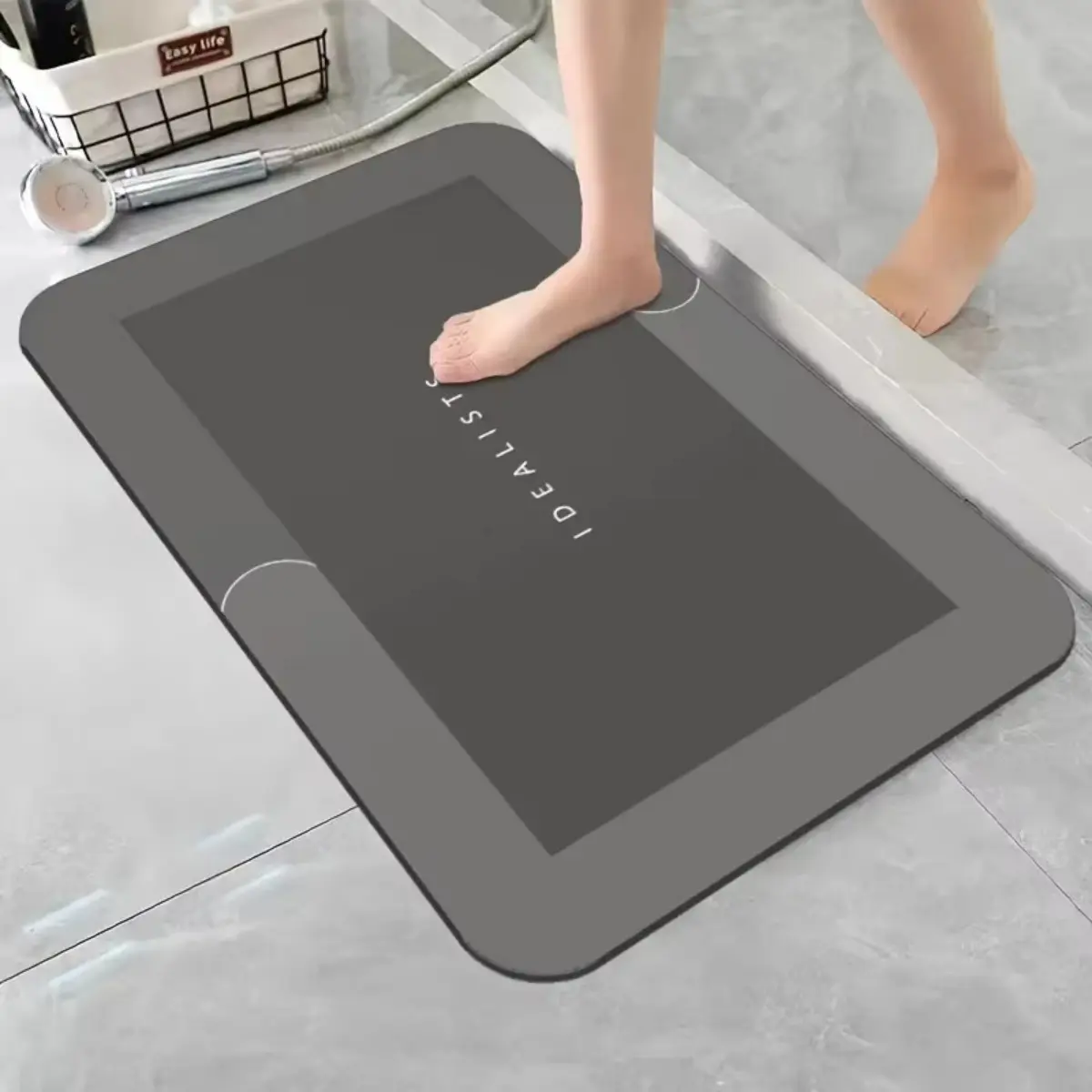 Diatomite Bath Mat Quick Dry Bathroom Mat Highly Absorbent Non Slip Shower Mat Stone Bath Mat Floor Mat Waterproof Solid Color 3.5mm Thick