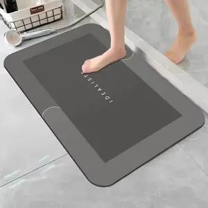 Diatomite Bath Mat Quick Dry Bathroom Mat Highly Absorbent Non Slip Shower Mat Stone Bath Mat Floor Mat Waterproof Solid Color 3.5mm Thick