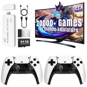 4K HDMI Output-20000+ GamesWireless Retro Game Console Stick, Retro Plug andPlay Video Game Stick, 26 Emulators, 2.4G WirelessControllers Receiver Smartphone game stick