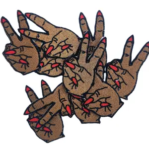 Custom Embroidery Patch - Black Girl Stiletto Nails Peace Sign-Trucker Hat- Small Size 3 Inches