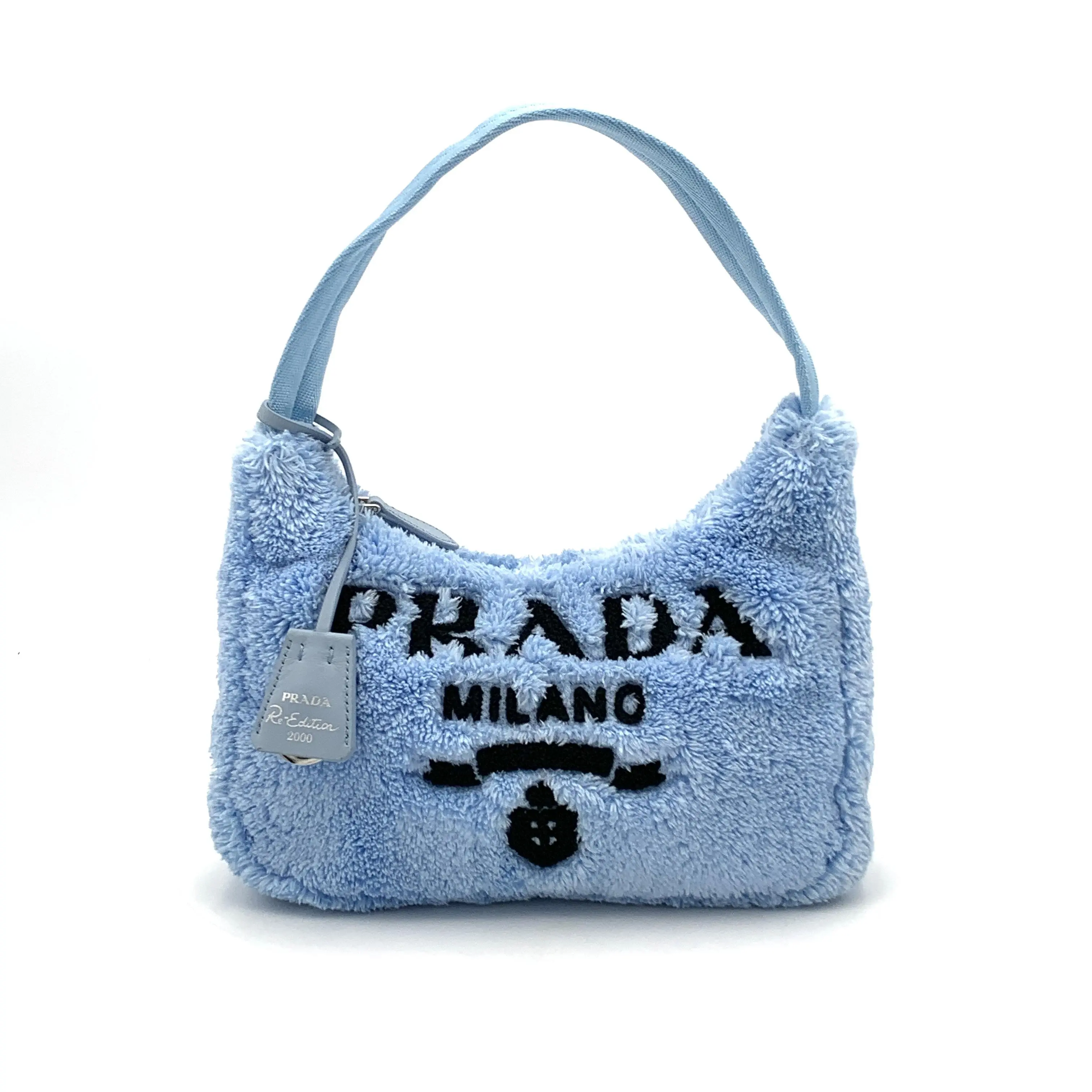 Pre-owned PRADA Terry Cloth Hobo Re Edition 2000 Mini Blue #2713
