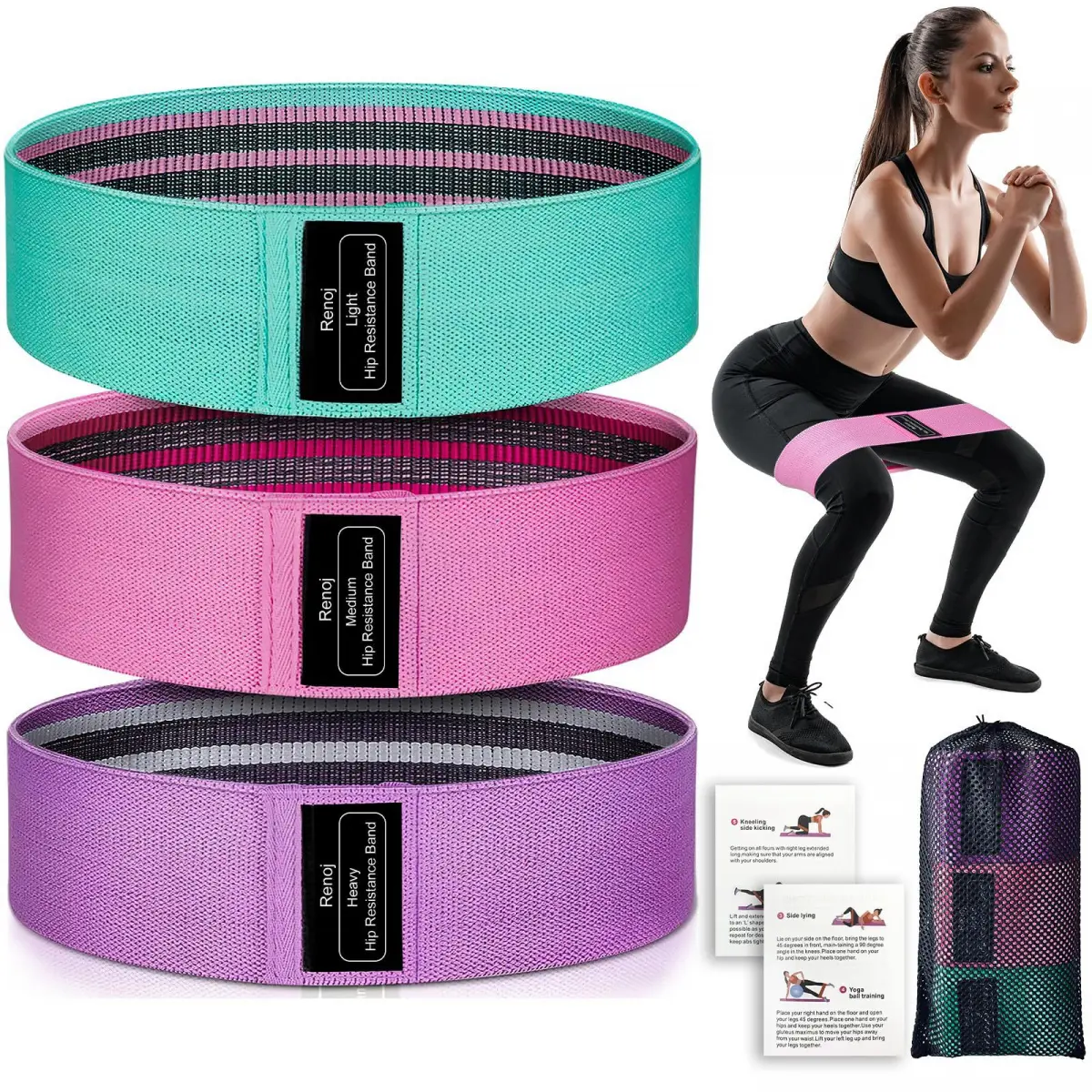Squat Hip Lift Loop Yoga Resistance Band Butt Workout Anti-Slip Fitness ...