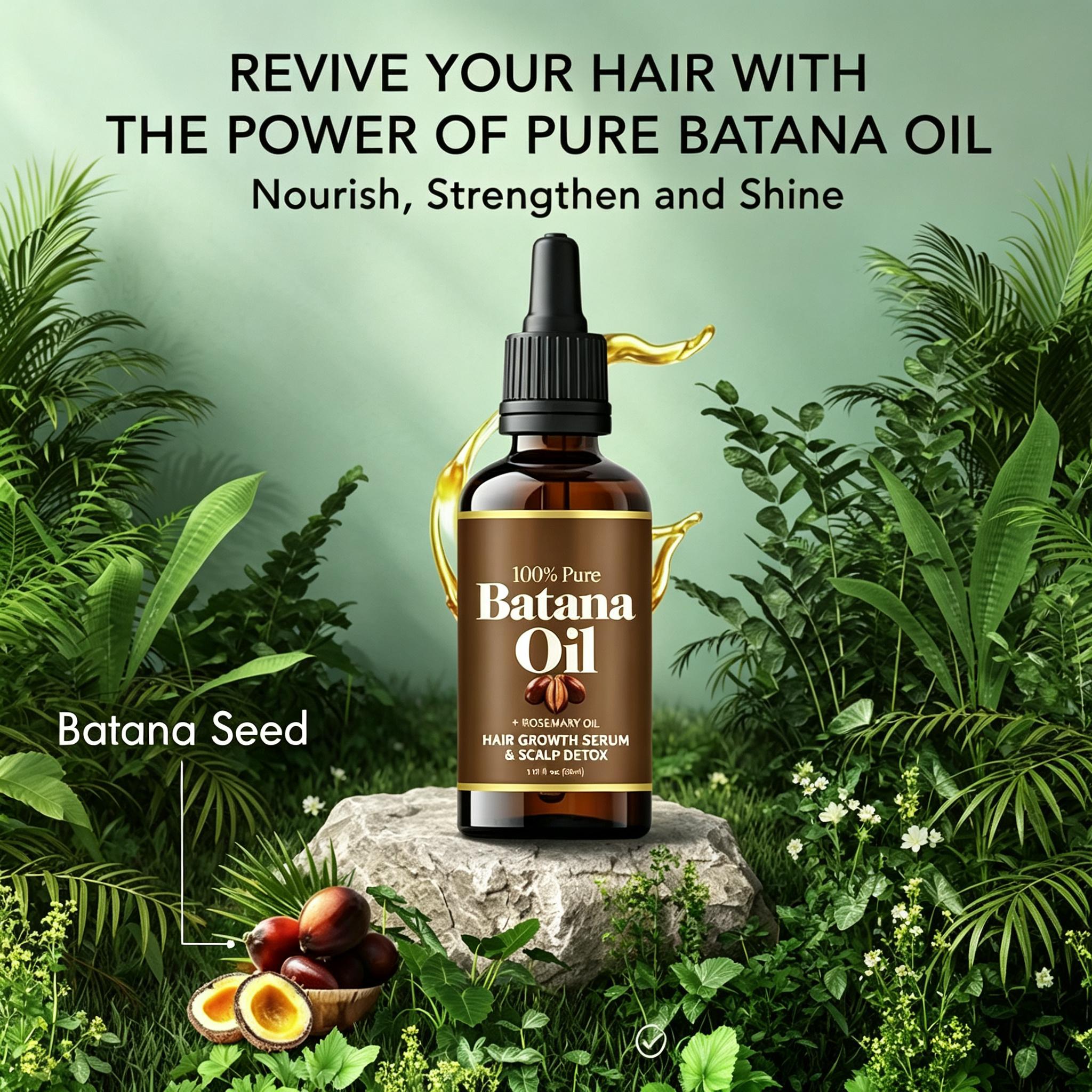 Batana Oil for Hair,Hair Oil with Rosemary for Hair Growth - 100% Organic Batana Oil ,Healthy Hair, Make Hair Longer Fuller Thicker, Organic Batana Oil with Rosemary,Organic Rosemary Oil Vitamin E Nourish Scalp,for All Hair Types