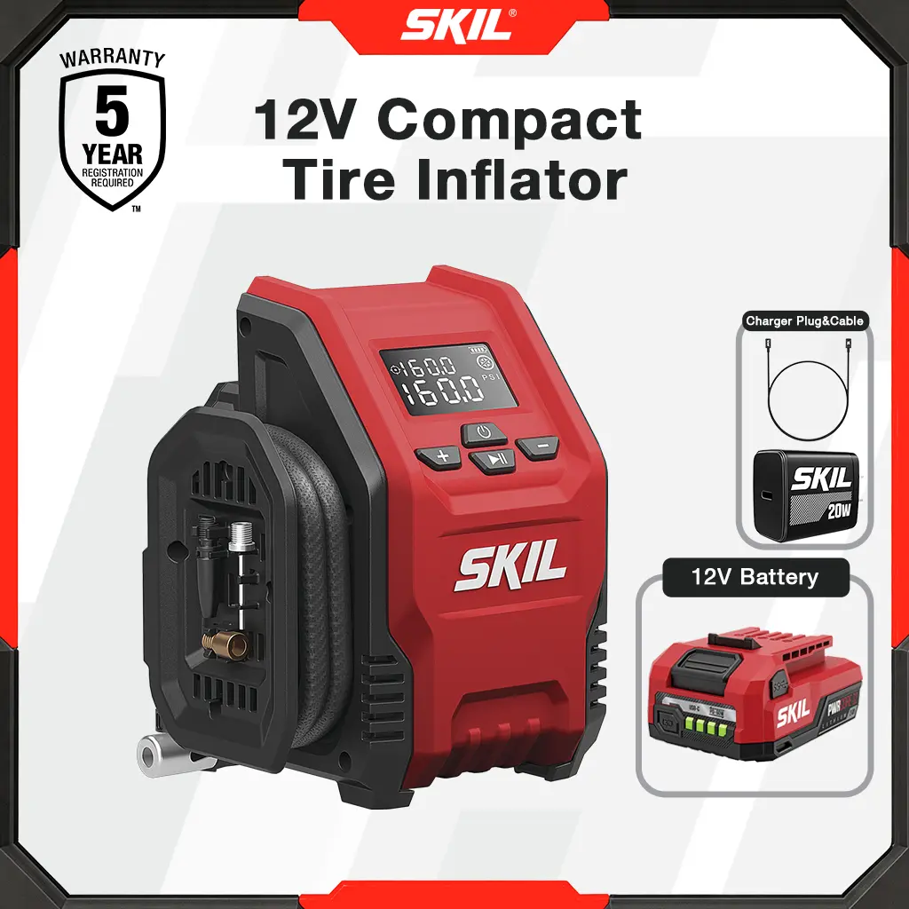 SKIL 12V PWR CORE Starter Kit + Inflator Bundle – Battery, USB-C Charger & 4-in. Inflator Included SKIL 12V PWR CORE Starter Kit + Inflator Bundle – Battery, USB-C Charger & 4-in. Inflator Included
