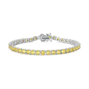 Yellow Citrine Tennis Bracelet in Sterling Silver - "Spirit Renewal" Non-Natural Crystal Jewelry for Girl's Birthday, Wedding, Engagement, Anniversary