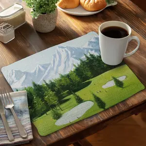 Begin Home Decor C6BP14185MQ8WQ 14 x 18 in. Golf Course with Mountains View Braided Polyester Placemat - Set of 6
