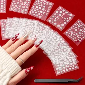 Beetles Christmas Nail Art Stickers 30 Sheets 3D Snowflake Nail Stickers White Snowmen Santa Claus Elk Nails Supplies DIY Decals for DIY Decoration Nails Art