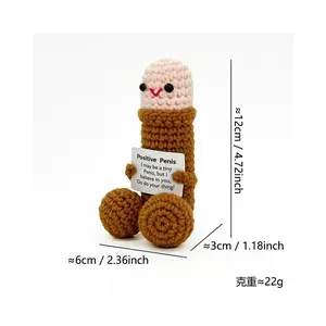 Handmade Crochet Doll - 4.7" Mini Plush Toy with Positive Message Card, Funny Encouragement Gift for Friends, Desk Decor pip