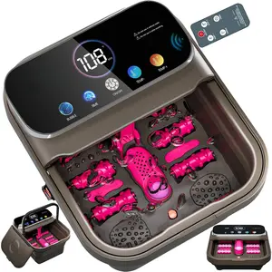Collapsible Foot Spa with Heat, Bubble,Temp Control,Remote Control, Color Touch Screen Foot Bath Massager with 6 Massage Rollers,Foot Soaking Tub,Pedicure Foot spa for Stress Relief (Deep Grey)