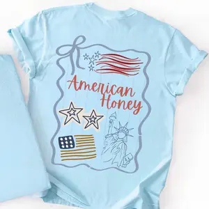 American Honey Back Print T-shirt | Patriotic flag stars design