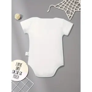 Baby "Little Baby" Printed Romper, Comfortable Short-Sleeve Romper, Baby Boy Clothing, Outdoor
