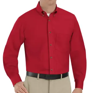 Red Kap Men's Poplin Dress Shirt, 3X-Large Red