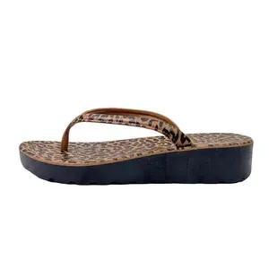 Nest Foot Sander Leopard Print Flip-Flops for Women Wedge Heels Non-Slip Beach Sandals Fashionable Walking Shoes - Girl