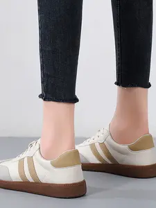 Women's Lace-Up Thick Sole Sport Shoes, Comfortable Casual Walking Shoes, Round Toe Design, Fashion Versatile Sneakers, Fashion Athletic Sneaker, Sneakers For Spring