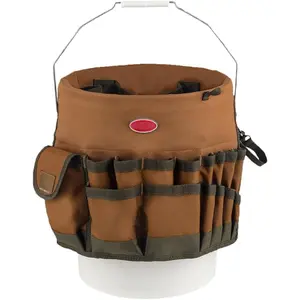Bucket Tool Organizer, Brown 5-Gallon Bucket Insert with Loops for Hammers, Drills, Pry Bars, and Long-Handled Tools