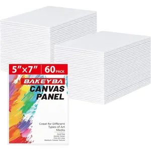 60 Pack 5x7 Inch Blank White 100% Cotton Kids Canvas Panels for Acrylics Oil Watercolor Tempera Paints Art Class Supplies