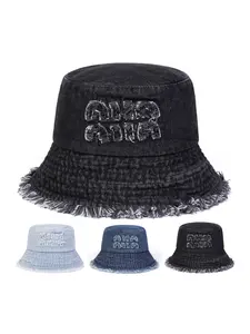 Unisex Asymmetrical Bucket Hat, Plain Woven Fabric, Casual Fitted Design, Outdoor Sun Protection, Spring & Fall Travel Accessory, Fashion Matching Hat