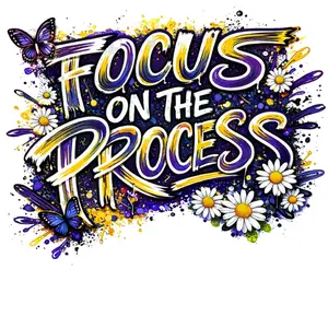 FOCUS ON THE PROCESS DTF Transfer for T-Shirts or Hoodies - Vibrant Floral Design with Butterflies - Perfect for Custom Apparel